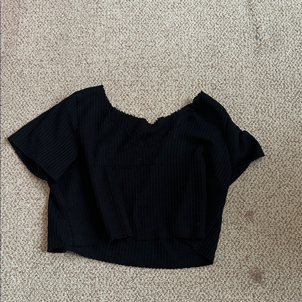 Black Womens Textured Scoop Neck Top